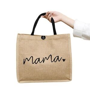 Chic Linen “Mama” Tote Bag | Large Capacity Double Handle Travel Beach Bag